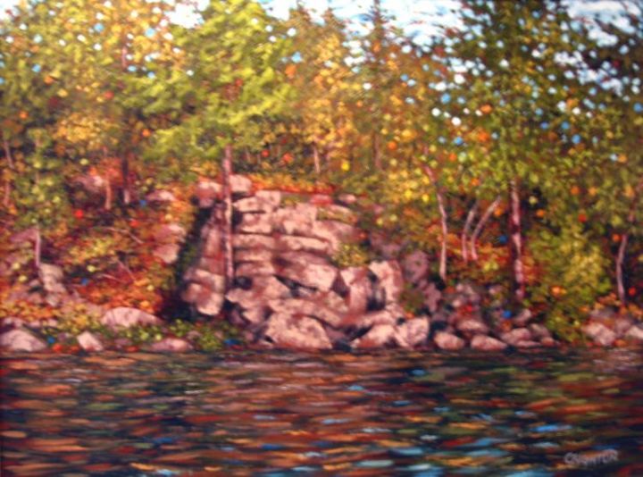 Painting titled "algonquin lake" by Peter Crighton, Original Artwork, Oil