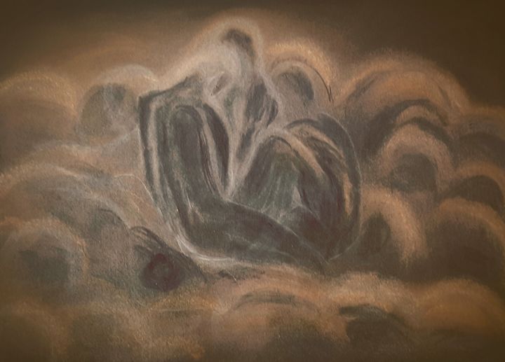 Painting titled "Wolkenbild 8" by Sigrid Helmlinger, Original Artwork, Pastel