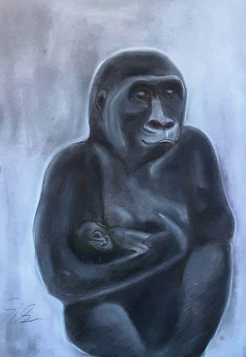 Drawing titled "Mama" by Sigrid Helmlinger, Original Artwork, Chalk