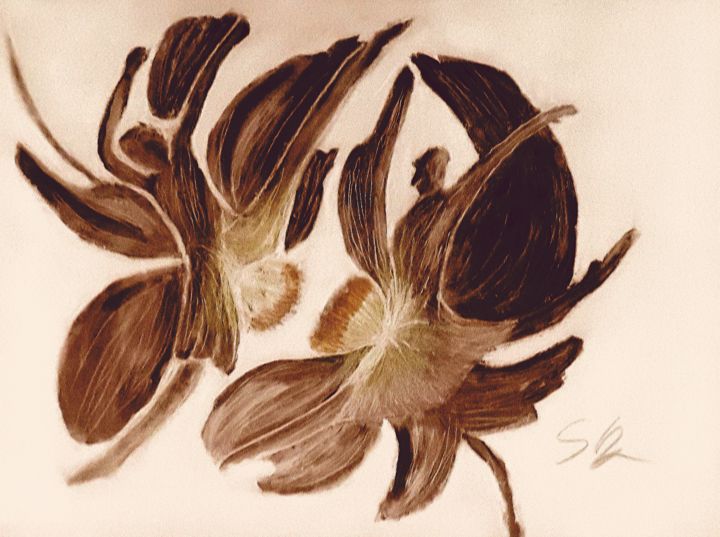 Pintura titulada "Tanz der Blumen Bea…" por Sigrid Helmlinger, Obra de arte original, Acuarela