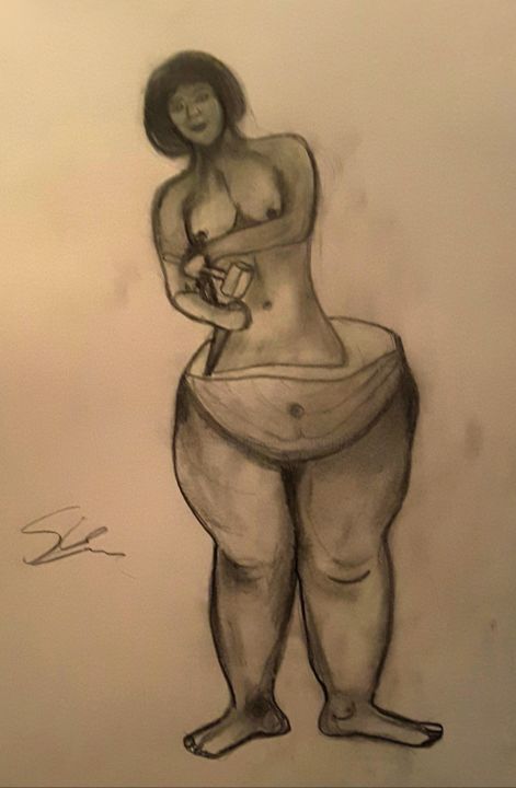 Drawing titled "Figurbetont" by Sigrid Helmlinger, Original Artwork, Chalk