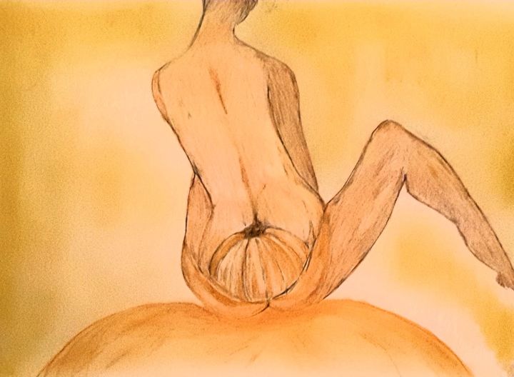 Dessin intitulée "Orangenhaut 3" par Sigrid Helmlinger, Œuvre d'art originale, Conté