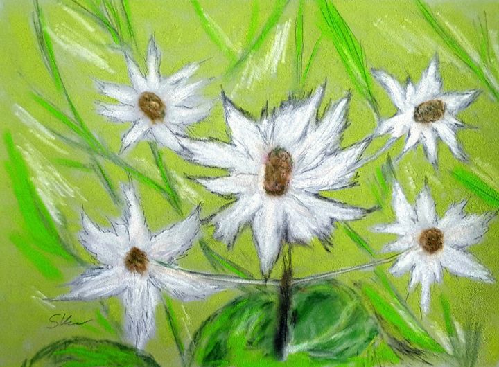 Peinture intitulée "Edeldistel" par Sigrid Helmlinger, Œuvre d'art originale, Pastel