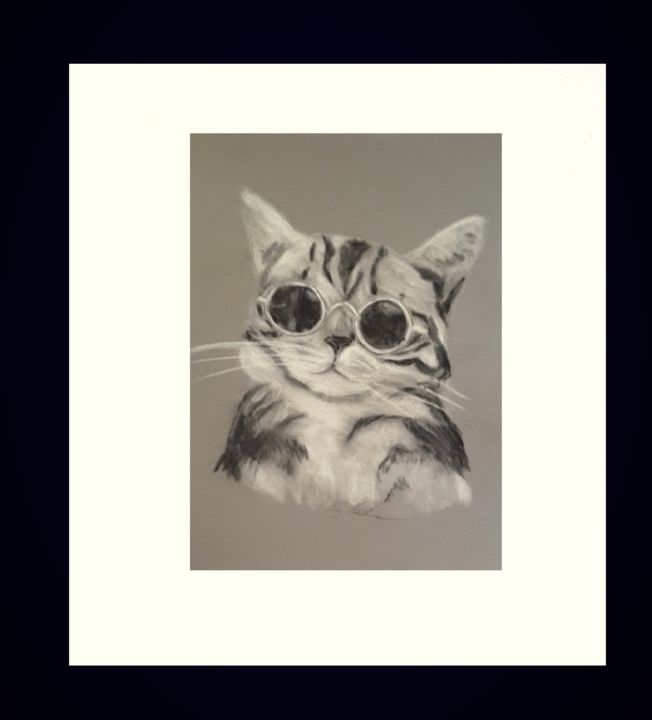 Drawing titled "Kater" by Sigrid Helmlinger, Original Artwork, Chalk