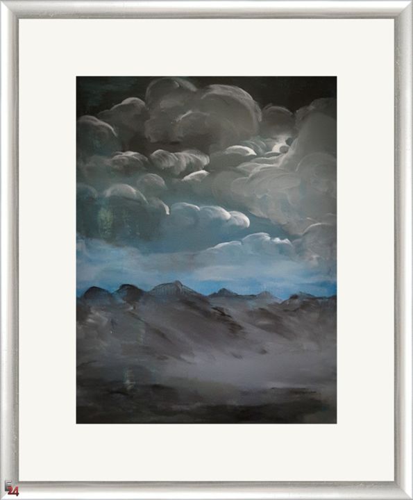 Malerei mit dem Titel "Bergwelt" von Sigrid Helmlinger, Original-Kunstwerk, Acryl