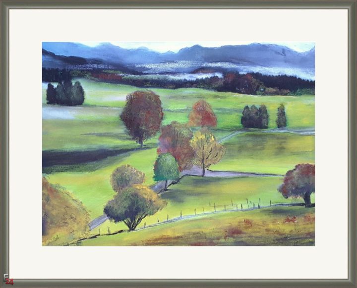 Painting titled "Allgäu im Herbst 2" by Sigrid Helmlinger, Original Artwork, Acrylic