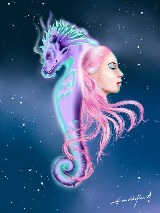 Digital Arts titled "The Dragon also has…" by Laima Vitolina, Original Artwork, Digital Painting