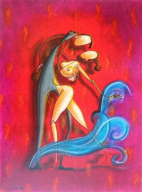 Peinture intitulée "Danseurs de tango 2" par Niute, Œuvre d'art originale