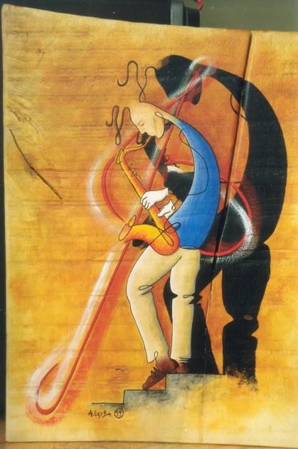 Peinture intitulée "Saxophoniste 1" par Niute, Œuvre d'art originale