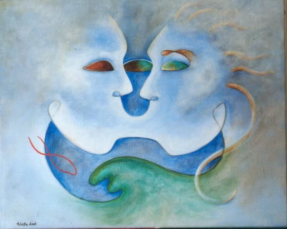 Peinture intitulée "Le baiser" par Niute, Œuvre d'art originale
