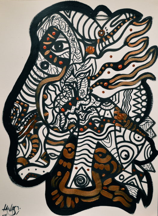 绘画 标题为“Mind of a Dragon (p…” 由Lawasi, 原创艺术品, 丙烯