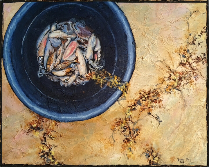 Peinture intitulée "''In the Bucket"" par Yvette Mey, Œuvre d'art originale, Huile