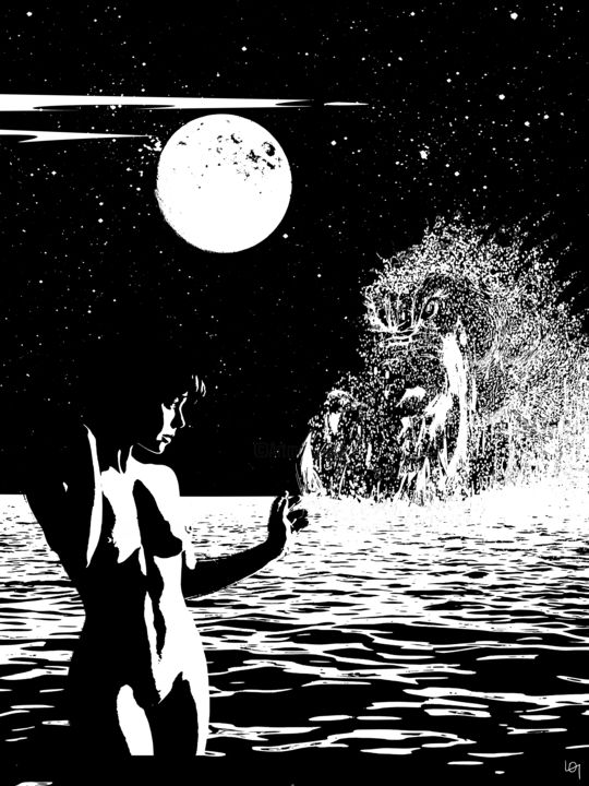 "moonlight girl meet…" başlıklı Dijital Sanat Lawrence tarafından, Orijinal sanat, Dijital Resim