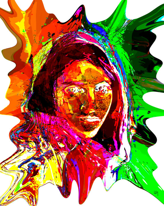 Digital Arts titled "Abstract Portrait" by Lawrence, Original Artwork, Digital Painting