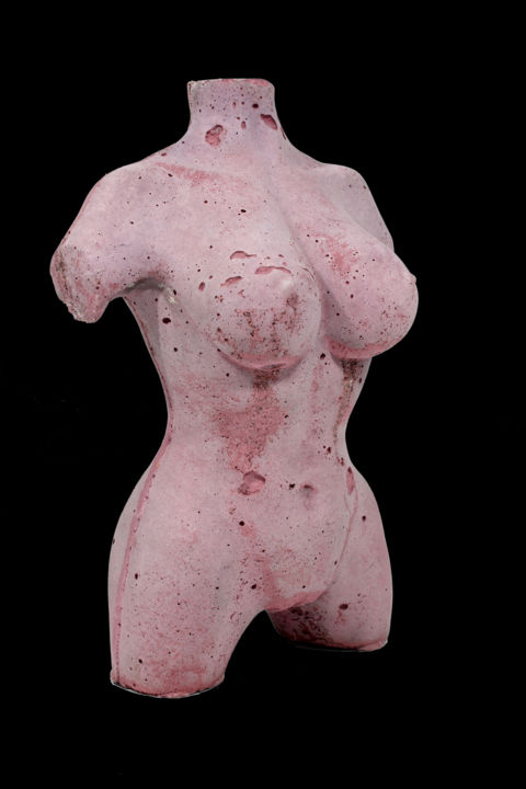 Γλυπτική με τίτλο "Bust pink concrete" από Lawrence, Αυθεντικά έργα τέχνης, Πέτρα