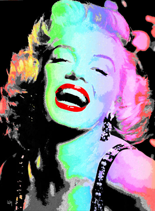Digital Arts titled "light show Marilyn" by Lawrence, Original Artwork, Digital Painting