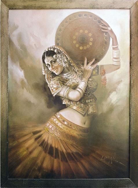Painting titled "Gair Dance 01" by Laxman Kumar Artist Delhi, Original Artwork