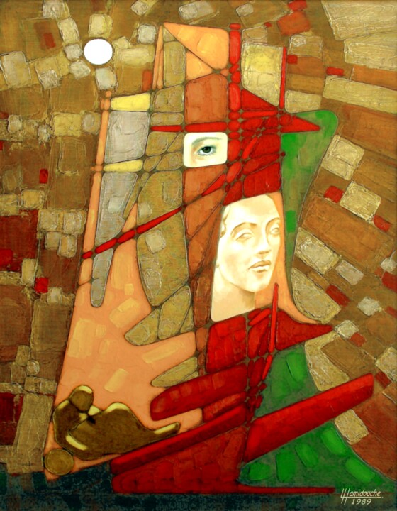 Painting titled "L'avers de l'androï…" by Layachi Hamidouche, Original Artwork, Acrylic