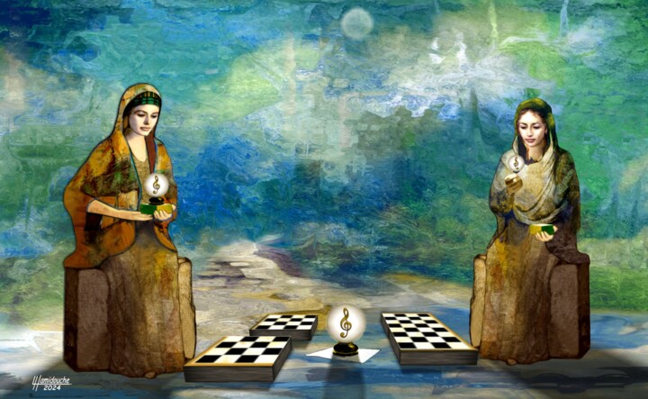 Arte digitale intitolato "Les trois harmonies" da Layachi Hamidouche, Opera d'arte originale, Pittura digitale