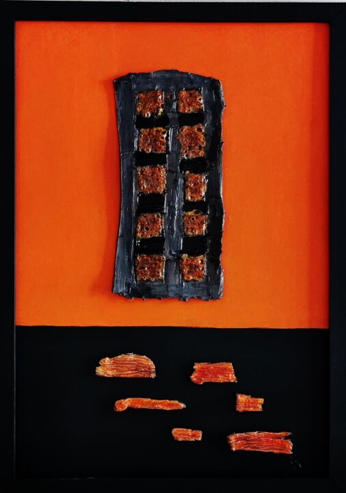 Sculpture titled "21.06" by Laydev, Original Artwork, Terra cotta Mounted on Wood Panel