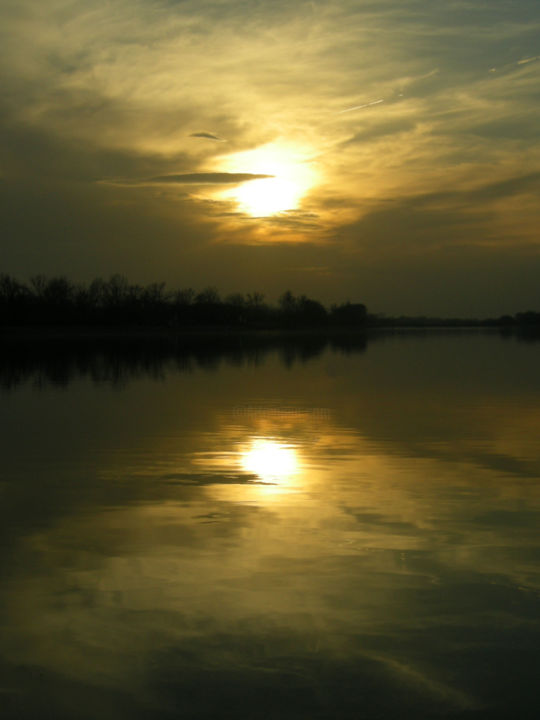 Photographie intitulée "lake-and-sunset" par Vesna Lazarevic, Œuvre d'art originale, Photographie numérique