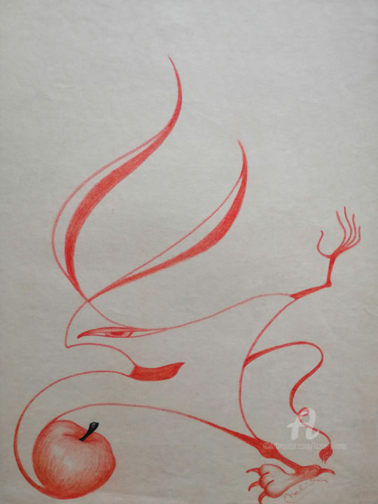 Dessin intitulée "Idées en rouge 5 (L…" par Liliana Lazar, Œuvre d'art originale, Crayon