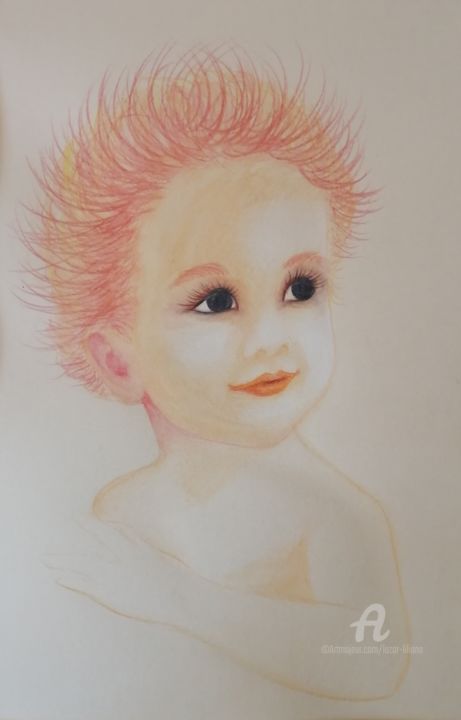Dessin intitulée "Sourire d'enfant" par Liliana Lazar, Œuvre d'art originale, Pastel