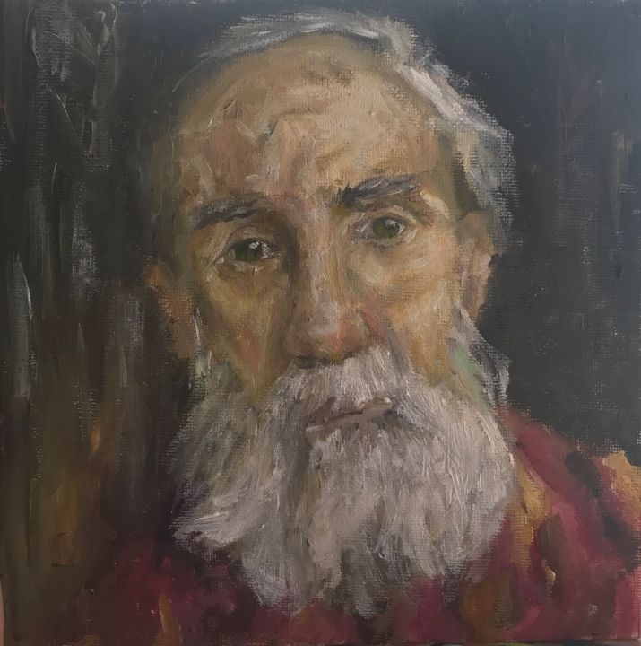 Картина под названием "Old man" - Яна Лазаренко, Подлинное произведение искусства, Масло