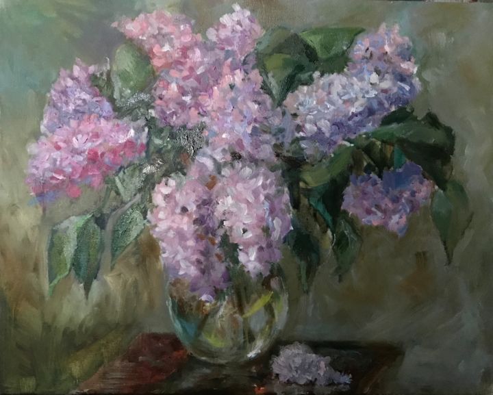 Painting titled "Lilac" by Iana Lazarenko, Original Artwork, Oil