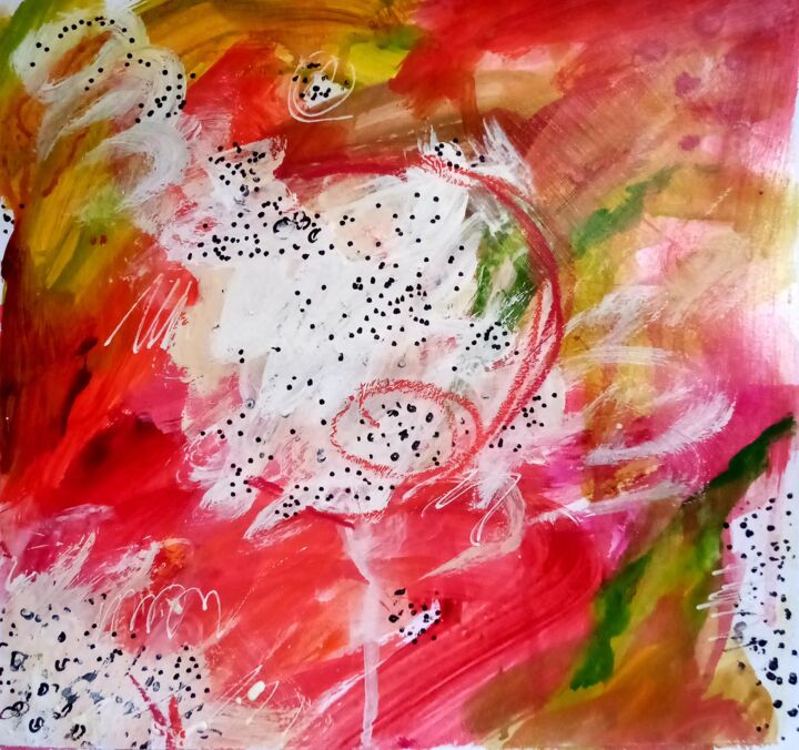 Painting titled "Abstract Dragon fru…" by Valerie Lazareva, Original Artwork, Acrylic