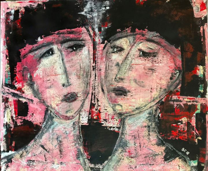 Painting titled "Rena &Rita" by Abstract B.G., Original Artwork, Acrylic