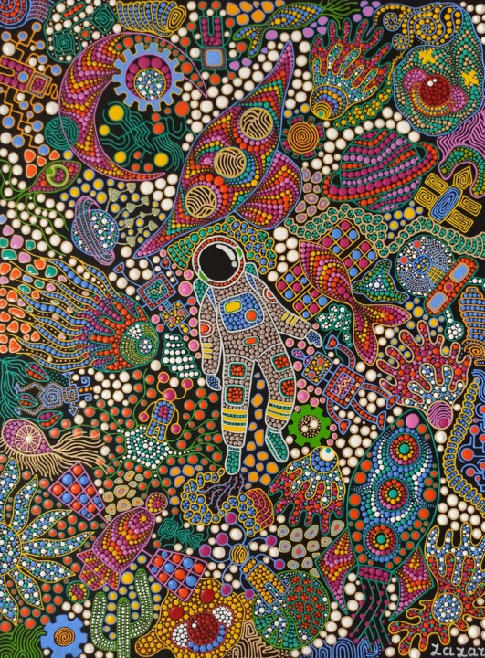 Painting titled "Space 4" by Oxana Lazari, Original Artwork, Acrylic