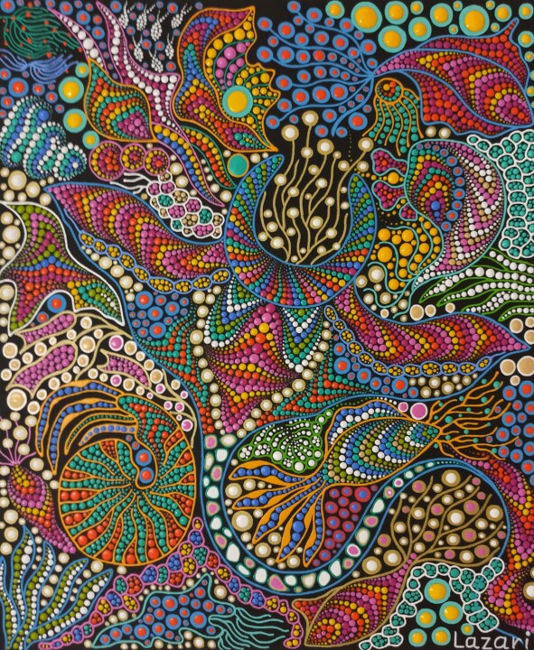 Painting titled "Manta ray" by Oxana Lazari, Original Artwork, Acrylic