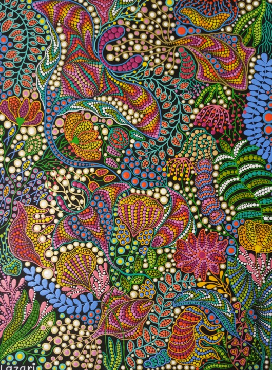 Painting titled "Under the sea" by Oxana Lazari, Original Artwork, Acrylic