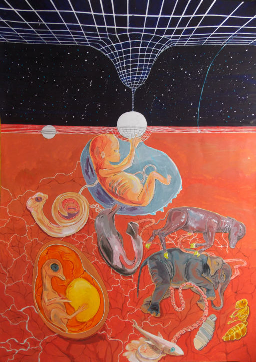 Pintura intitulada "From gestation to t…" por Lazaro Hurtado, Obras de arte originais, Acrílico
