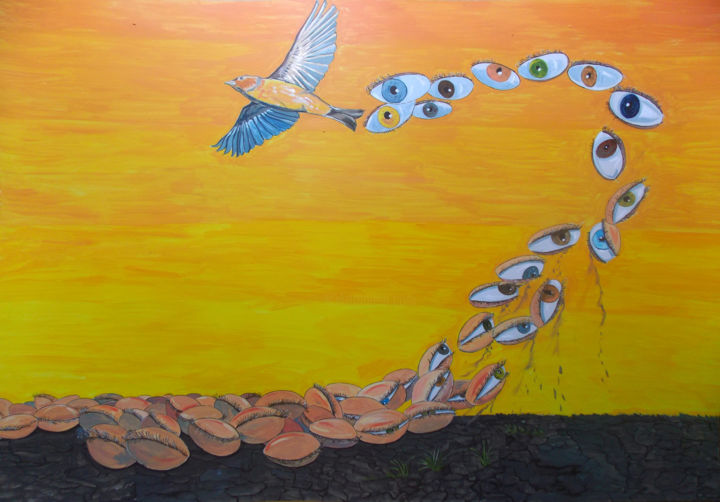 Painting titled "The waking of visio…" by Lazaro Hurtado, Original Artwork, Acrylic