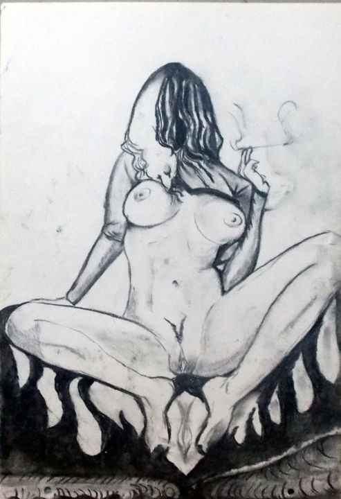 Dessin intitulée "FERTILITY" par Lazaro Hurtado, Œuvre d'art originale, Fusain