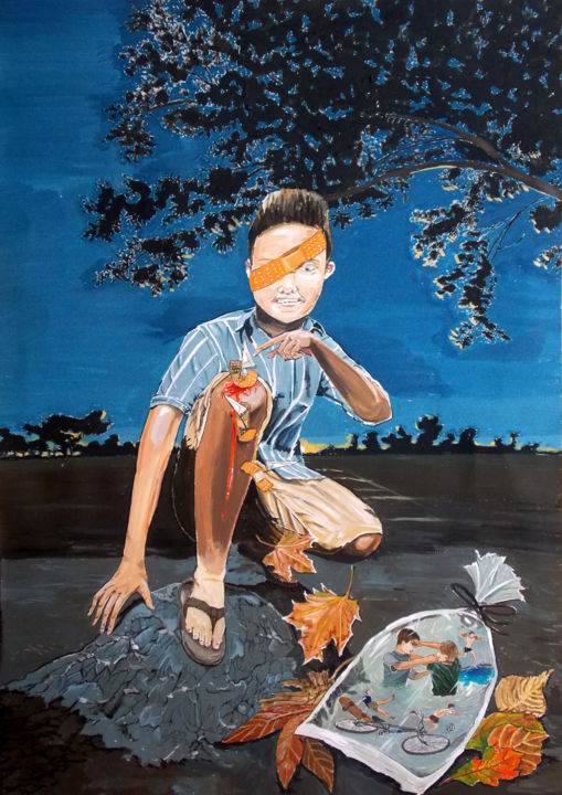 Картина под названием "HEALING RECORD" - Lazaro Hurtado, Подлинное произведение искусства, Акрил