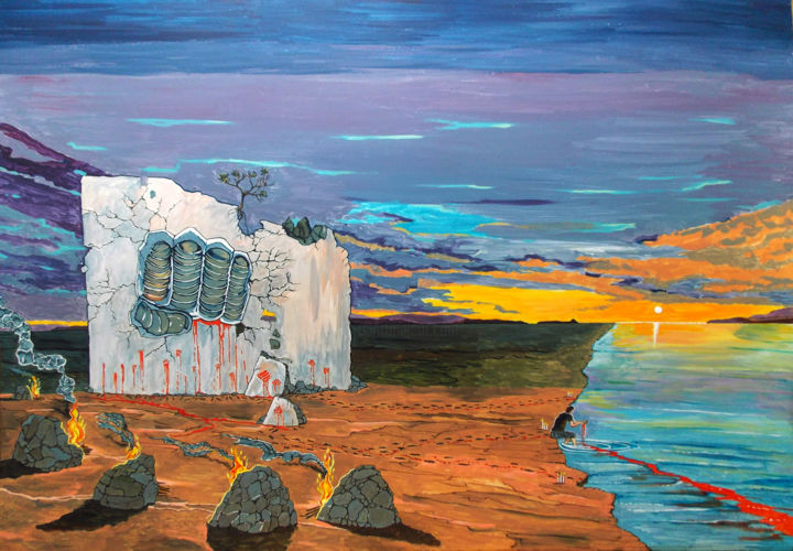 Pintura titulada "THE FORGE OF CHARAC…" por Lazaro Hurtado, Obra de arte original, Acrílico