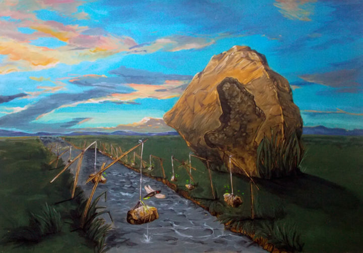 Pintura titulada "THE MOTHER OF ANGUI…" por Lazaro Hurtado, Obra de arte original, Acrílico