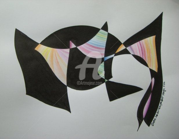 Drawing titled "Magic Fish" by Lazurskaya, Original Artwork