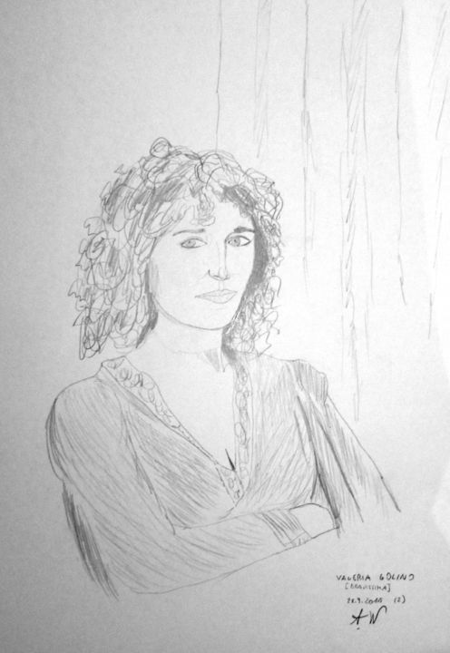 Drawing titled "Valeria Golino" by Aurelio Nicolazzo, Original Artwork, Graphite