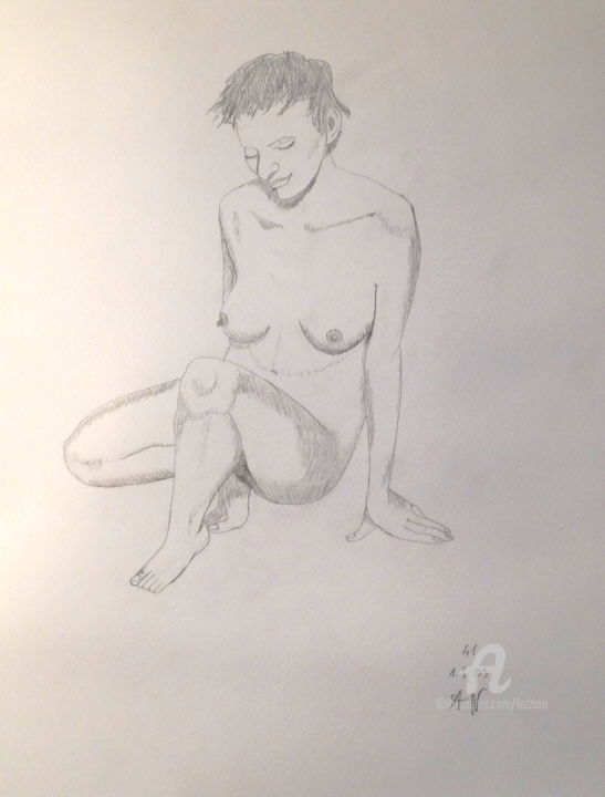 Drawing titled "Nudo di Accademia" by Aurelio Nicolazzo, Original Artwork, Pencil