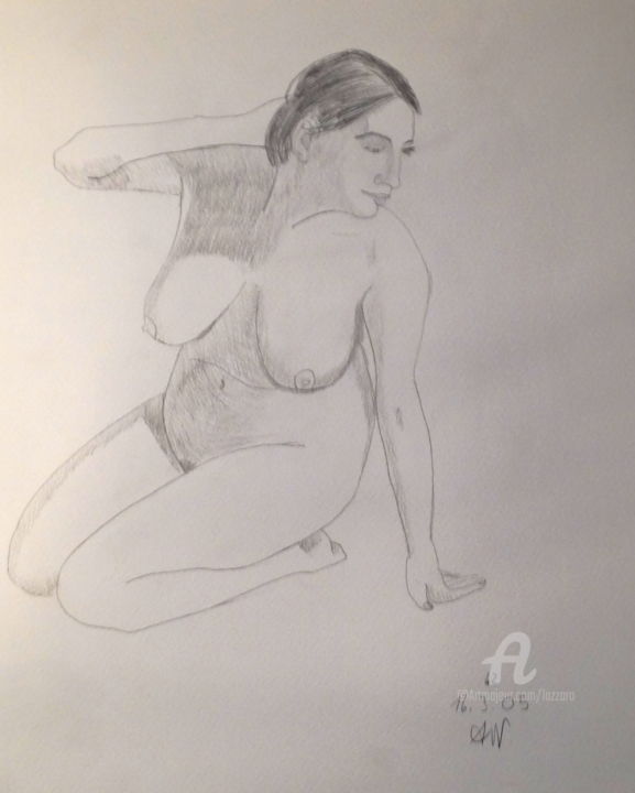 Drawing titled "Nudo di Accademia" by Aurelio Nicolazzo, Original Artwork, Pencil