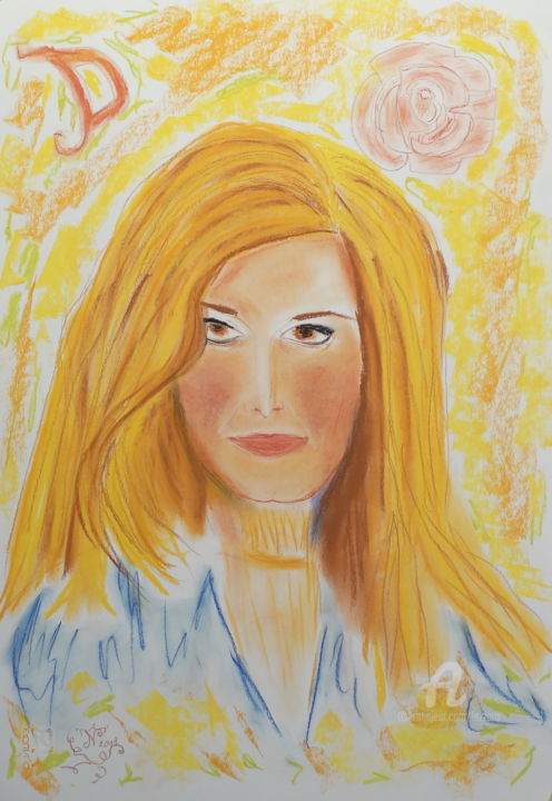 Drawing titled "Hommage à Dalida" by Aurelio Nicolazzo, Original Artwork, Conté