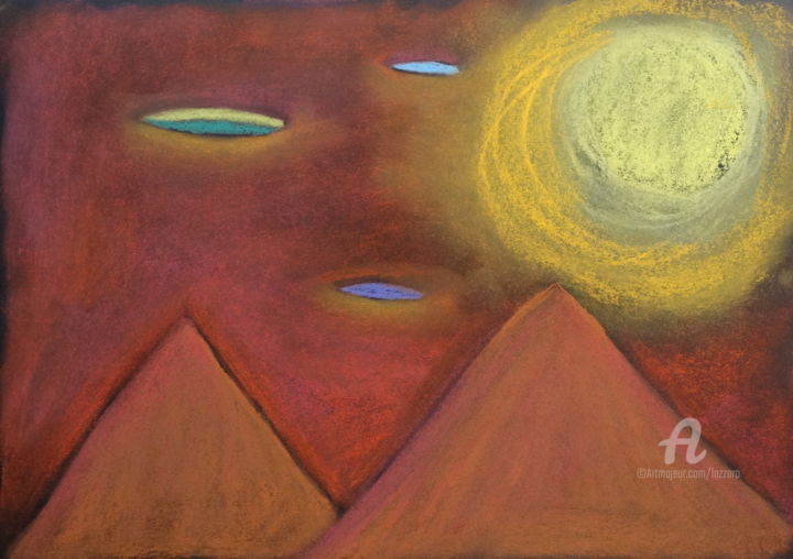 Disegno intitolato "Piramidi e Dischi V…" da Aurelio Nicolazzo, Opera d'arte originale, Grafite