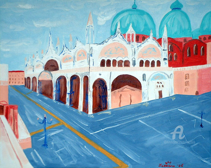 Painting titled "Piazza San Marco" by Aurelio Nicolazzo, Original Artwork, Oil