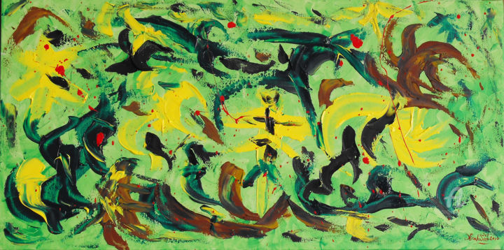 Malerei mit dem Titel "Green 2" von Aurelio Nicolazzo, Original-Kunstwerk, Öl