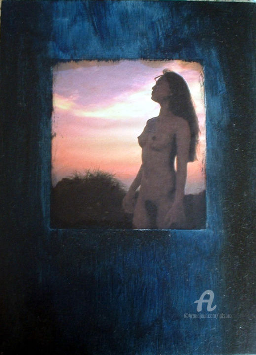 Malarstwo zatytułowany „Nudo al tramonto” autorstwa Aurelio Nicolazzo, Oryginalna praca, Olej