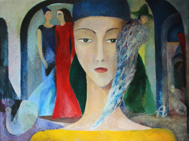 Painting titled "TOURQUESTAN. REMEMB…" by Lazzate Maral, Original Artwork, Oil Mounted on Wood Stretcher frame